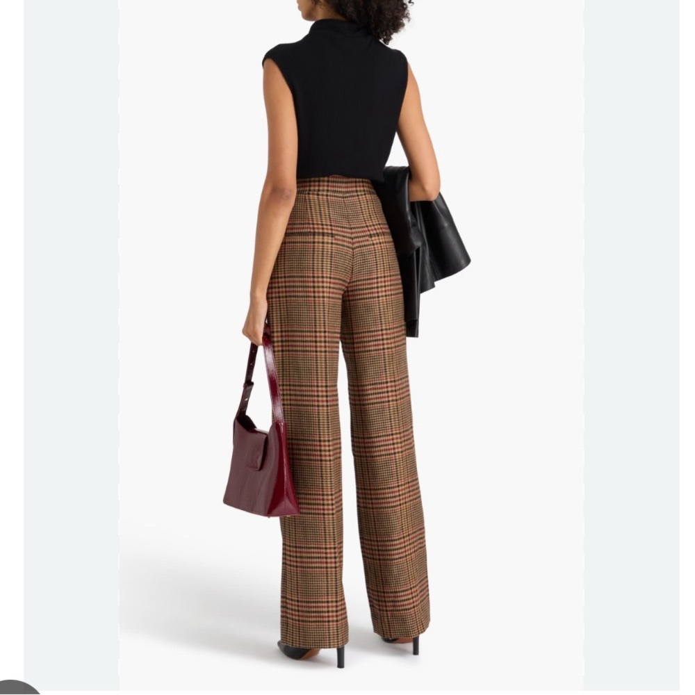 Veronica Beard Brown Plaid Wide Leg Pants Size 00 - Picture 4 of 9